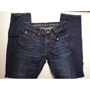 American Eagle Mens Jeans Size 26x28 Slim Low Rise Whisker Dark Wash - 23228